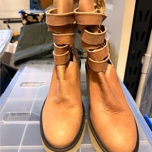 Women's Tan Leather Ankle Boots